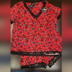 Rene Rofe Red Rose Print Pajama